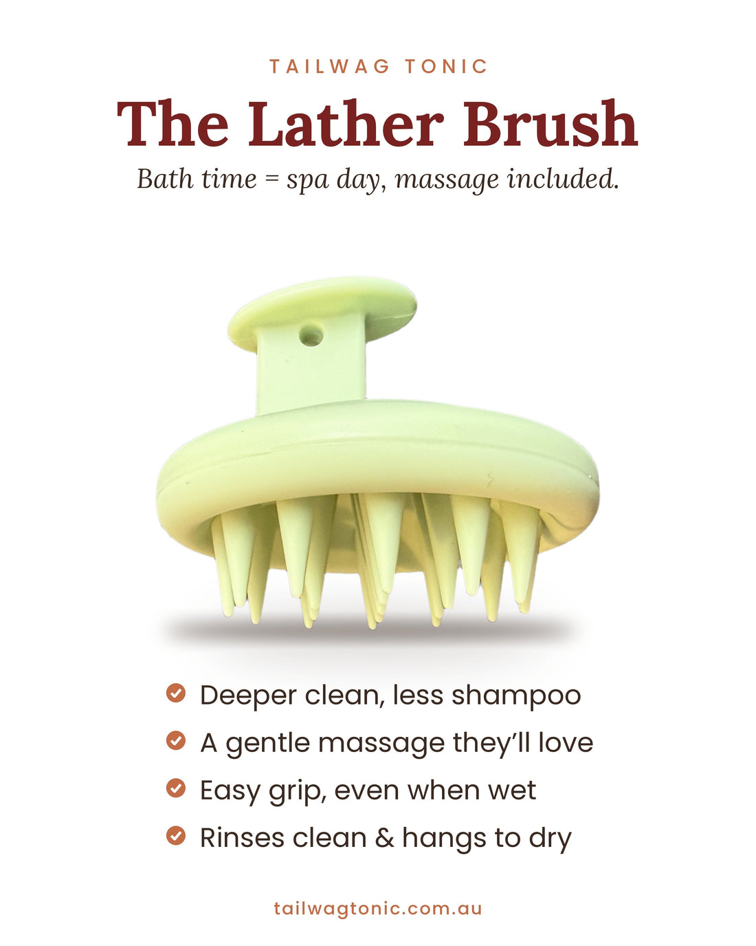 Tailwag Tonic silicone bath and massage brush for dogs